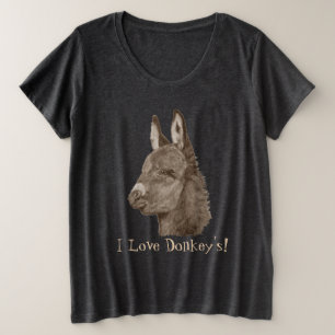 Camiseta retrato de um burro fofo