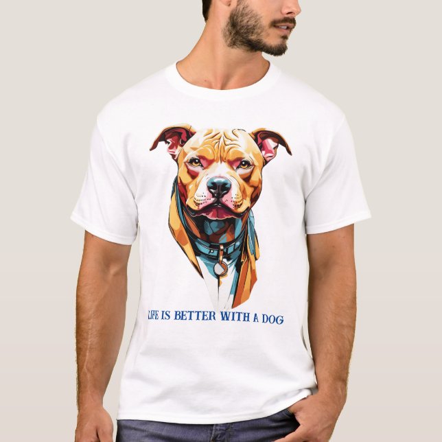 Camiseta Retrato de um Cachorro em Técnica de Aquarela (Frente)