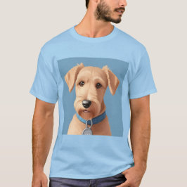 Camiseta Retrato de um Cachorro Gelado Vestindo um Colar Az