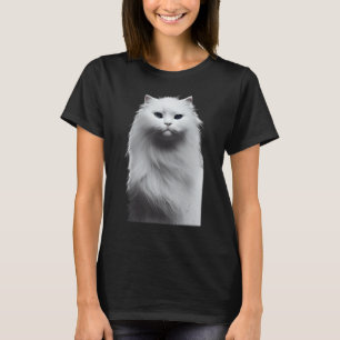 Camiseta Retrato De Um Gato De Cabelos Brancos Finamente De