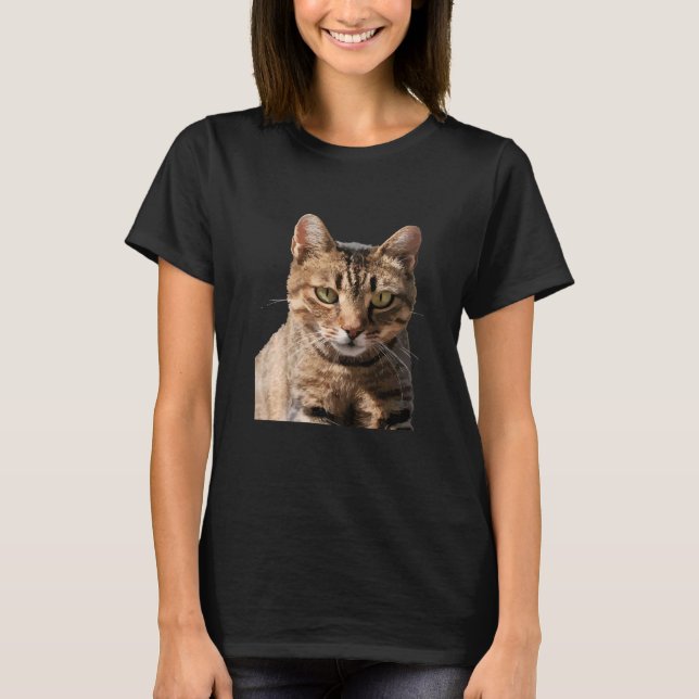 Camiseta Retrato De Um Gato De Comprimido Bonito Com Vect D (Frente)