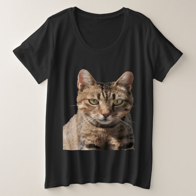 Camiseta Retrato De Um Gato De Comprimido Gelado Com Contat (Frente do Design)