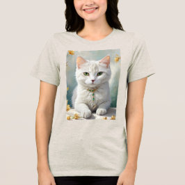 Camiseta Retrato de um gato fofo com joias.