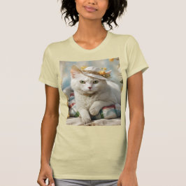 Camiseta Retrato de um gato num chapéu.
