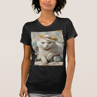 Camiseta Retrato de um gato num chapéu.