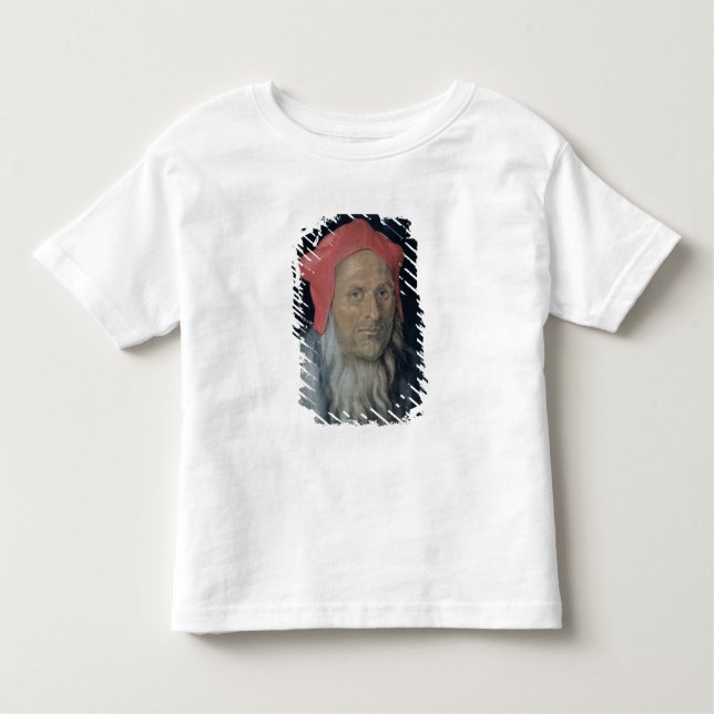 Camiseta Retrato de um homem barbudo em um chapéu vermelho, (Frente)