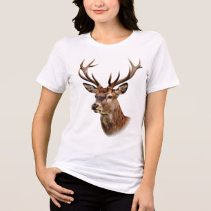 Camiseta Retrato de um majestoso cervo com grandes chifres