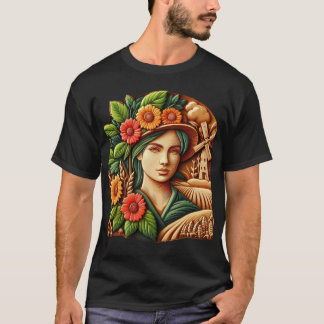 Camiseta Retrato de um natural no estilo de esculpir madeir