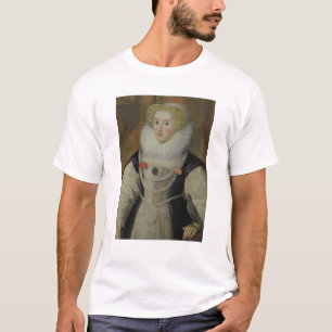 Camiseta Retrato de uma senhora Isabelino com um papagaio
