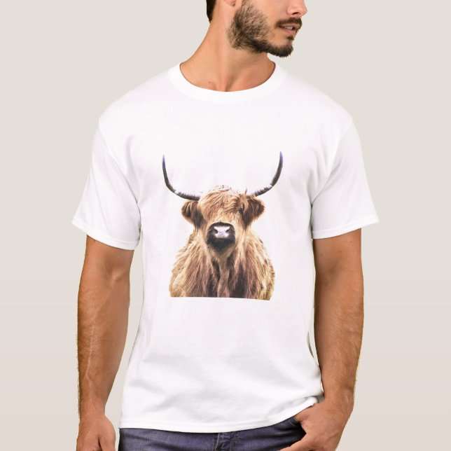 Camiseta Retrato de Vaca Highland (Frente)