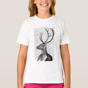 Camiseta Retrato de veados preto e branco