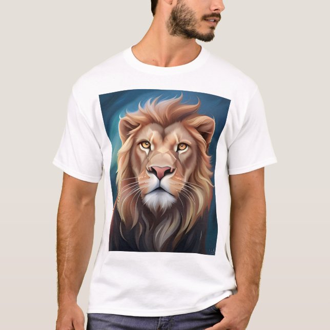 Camiseta Retrato digital leão-56556 (Frente)