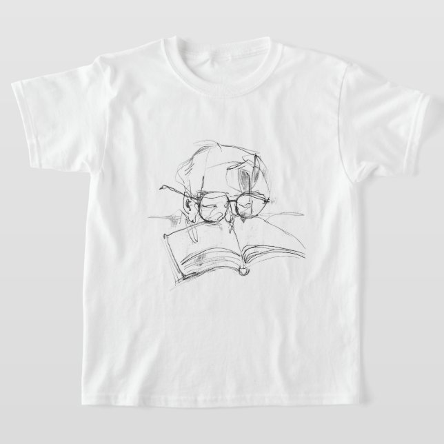 Camiseta Retrato do abstrato Book Lover (Postura )