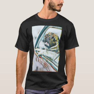 Camiseta Retrato do Bulldog Holandês Dirigindo Arte da Vida