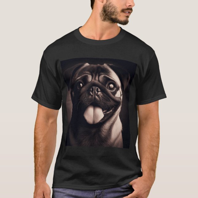Camiseta Retrato do cão Pug 2 (Frente)