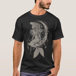 Camiseta Retrato do Estilo de Tatuagem da Pequena Sereia