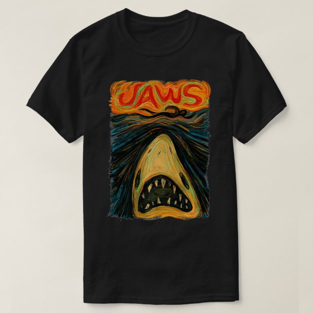 Camiseta Retrato do Gritar Jaws Premium (Frente do Design)