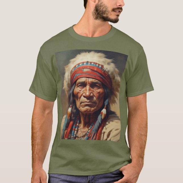 Camiseta Retrato do guerreiro-chefe indiano Geronimo (Frente)