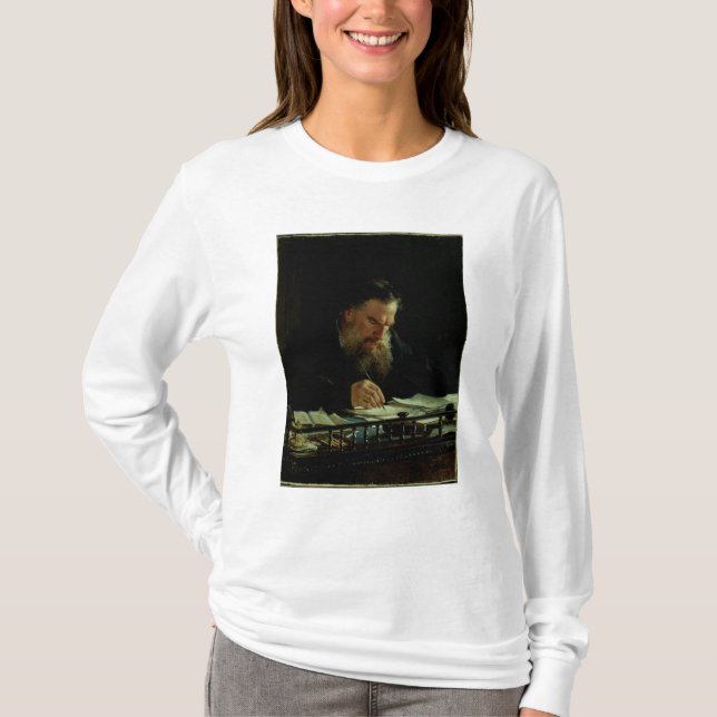 Camiseta Retrato do lev Tolstoy (Frente)