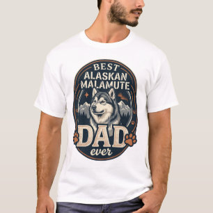 Camiseta Retrato do Pai Cachorro Malamute do Alasca Montanh