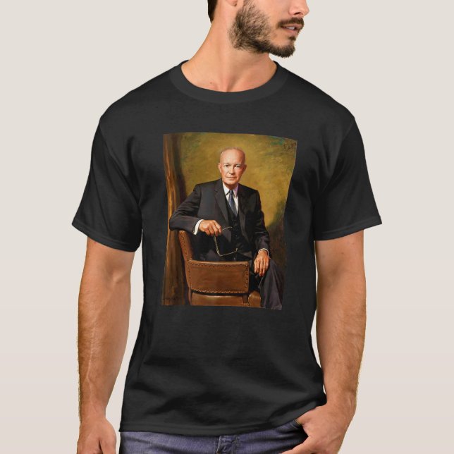 Camiseta Retrato do Presidente dos EUA Dwight D Eisenhower (Frente)