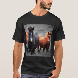 Camiseta Retrato dos Cavalos: Fotografia Colorida Seletiva