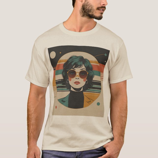 Camiseta Retrato dos óculos escuros retrorreflectores (Frente)