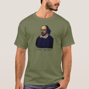 Camiseta Retrato e assinatura de Shakespeare