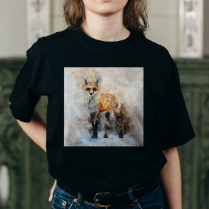 Camiseta Retrato em Aquarela da Raposa Vermelha 02