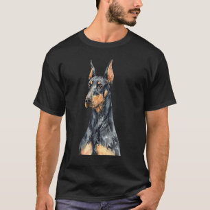 Camiseta Retrato em Aquarela de Dobermann Pinscher para Don