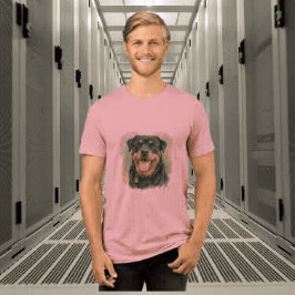 Camiseta Retrato em Aquarela do Rottweiler de Estimação