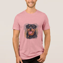 Camiseta Retrato em Aquarela do Rottweiler de Estimação
