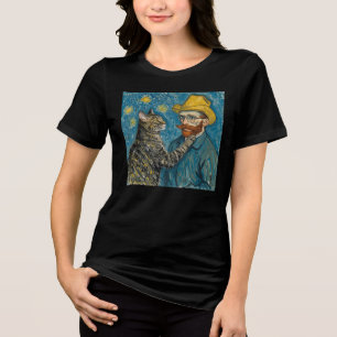Camiseta Retrato em Estilo Van Gogh com Gato
