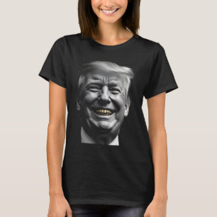 Camiseta Retrato em preto e branco de Donald Trump – Gold G