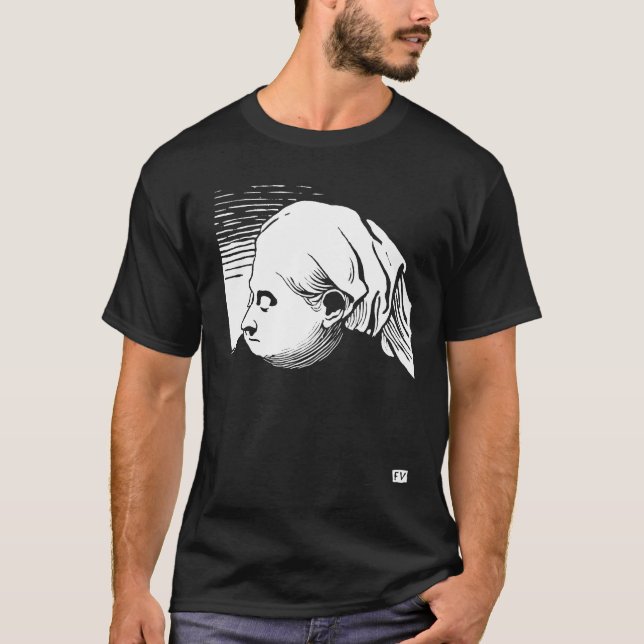 Camiseta Retrato em Xilogravura da Rainha Vitória (Frente)