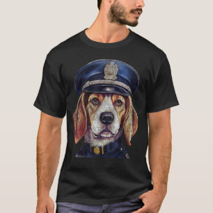 Camiseta Retrato engraçado do Beagle na Polícia...