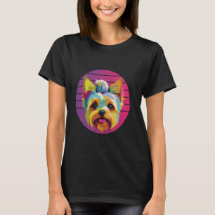 Camiseta retrato estilizado colorido de Yorkshire Terrier a