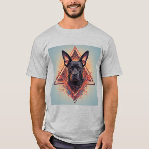 Camiseta Retrato Estilizado de Cachorro Preto