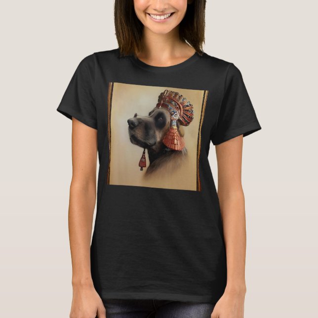 Camiseta Retrato facial de um cão antigo como Cleópatra (Frente)