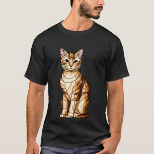 Camiseta Retrato Felino Artístico entre Flores Tropicais