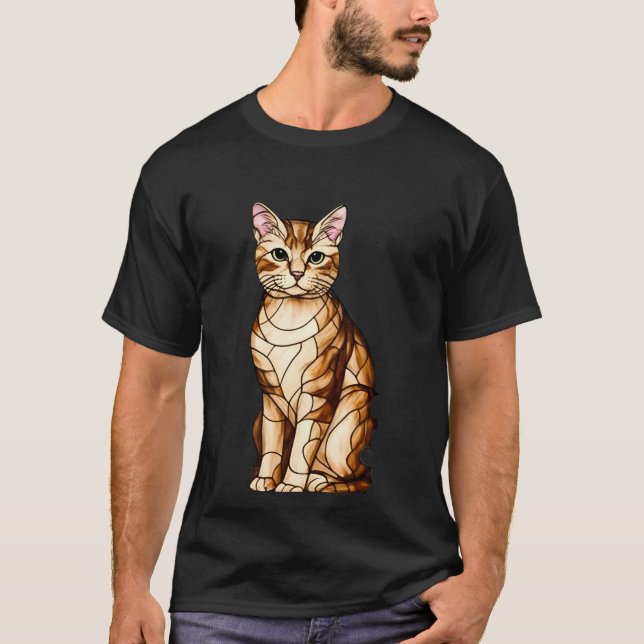 Camiseta Retrato Felino Artístico entre Flores Tropicais  (Frente)