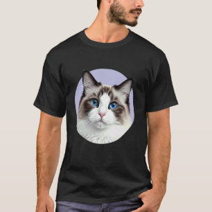 Camiseta Retrato Felino de Gato Ragdoll Olhos Azuis