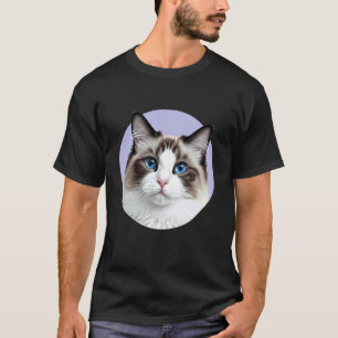 Camiseta Retrato Felino de Gato Ragdoll Olhos Azuis