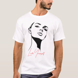 Camiseta Retrato feminino branco e preto