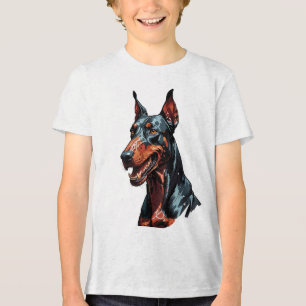 Camiseta Retrato Feroz de Doberman Cachorro Agressivo prese