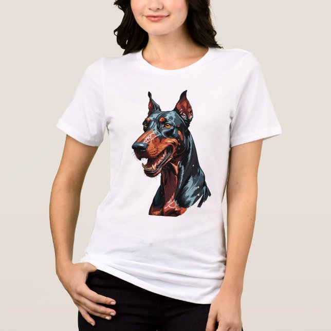 Camiseta Retrato Feroz de Doberman Presente de Cachorro Agr (Frente)