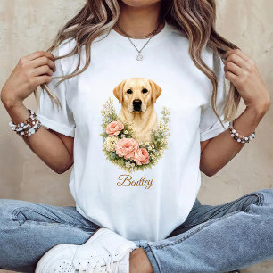 Camiseta Retrato Floral de Labrador