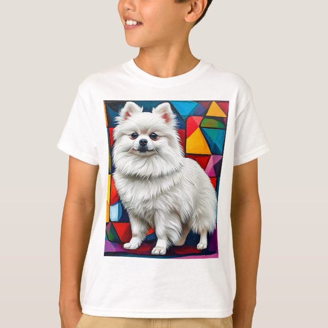 Camiseta Retrato Fofo de Cachorro Spitz Japonês (Frente)
