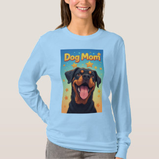 Camiseta Retrato Fofo de Rottweiler para Amantes de Cachorr