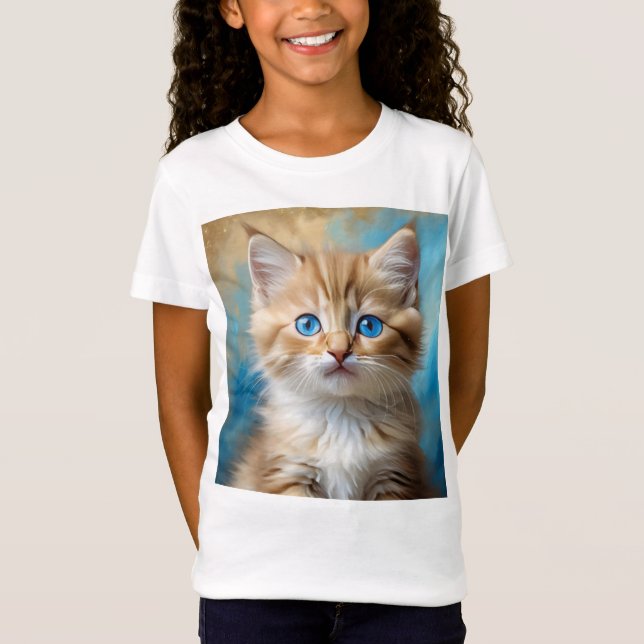 Camiseta Retrato Gato Adorável (Frente)
